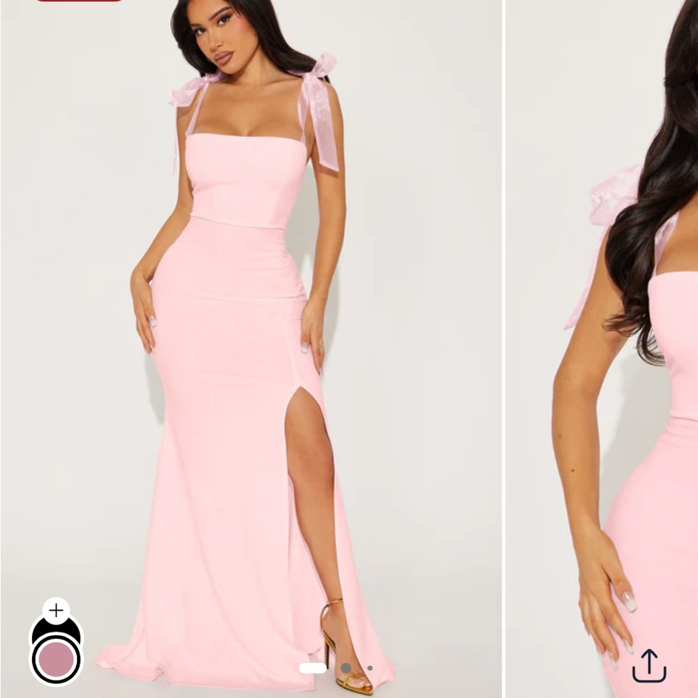 Fashion Nova Pink One Shoulder Slit Gown